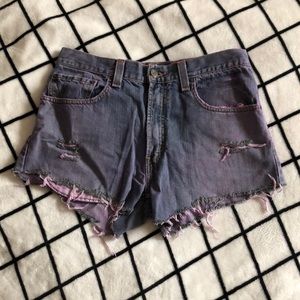 Levi’s Distressed Purple Dyed Cutoff Shorts